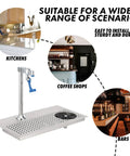 Recessed Countertop Pitcher Rinser Built From Heavy Duty 304 Stainless Steel With A High Pressure Multi Angle Spray Head And Integrated Drain Pan for kitchens, coffee shops, and bars.