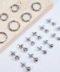 Surgical Steel Earrings Set For Multiple Piercings Nine Pairs Featuring Hoops CZ Studs And Ball Studs For Women Hypoallergenic 20G Dope Everyday Wear Must Have Jewelry With Three Styles And Sizes, 20G hoops and studs