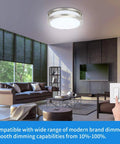 Living room with dimmable 24W LED Ceiling Light Fixture, 10 Inch Flush Mount, 3 Color Temperatures, showing modern interior setup.