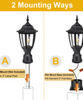 Dope Outdoor Post Light LED Lantern With Pier Mount Base Waterproof IP44 Exterior Lamp Fixture mounting options