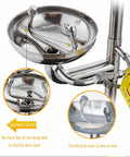 304 Stainless Steel Eye Washer Station With Emergency Eye Wash And Hand Push Shower, close-up of eyewash bowl and nozzle detail.