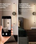JTsupliight Battery Operated Wall Sconce 2 Pack, Type-C Rechargeable, Black in cozy bedroom setting with soft ambient glow.