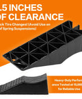 Dual Axle Tandem Wheel Ramp With 5.5 Inch Lift For Trailer And RV Tire Changes, black concave design, 15,000 lbs capacity