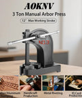 Straight Fire 3 Ton Cast Iron Manual Arbor Press With Smooth Turning Hand Wheel For Stamping Bending Riveting And Hole Punching on wooden table.