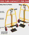 Set of 2 Heavy Duty Manual Furniture Movers With 1300 Lb Capacity And 12 Inch Lift Height, showing steel construction and wheels.