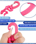 Close-up of pink hose clip from Six Piece Dive Double Hose Clip Set For Scuba Snorkeling Gear Durable BCD Hose Holder Clips