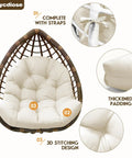 Waterproof Outdoor Egg Chair Cushion Replacement For Hanging Egg Chairs 47x33x7 Inches U Shaped Thick Pad Cream Mega Comfy