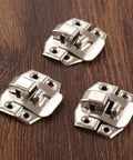 Antique Silver Box Hasp Lock Kit 20 Pcs for Jewelry Boxes and Suitcases 24x19mm Durable Iron Hardware on wooden surface