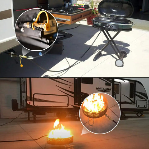RV Propane Quick Connect Kit For Low Pressure Gas Appliances Grills Heaters And Fire Pits Easy Hookup installation in use