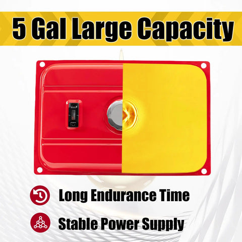 5 Gallon Portable Gas Tank for Generators and Outdoor Power Gear, durable red canister with easy access cap featured on image