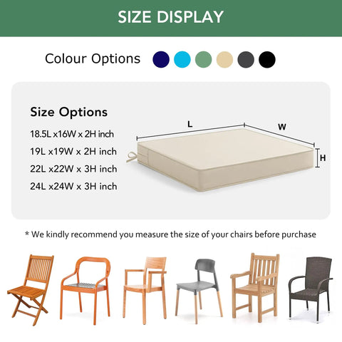 Beige Outdoor Chair Cushions Set Of Four Waterproof And Fade Resistant For Patio Furniture Size Display and Color Options