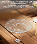 6.5 Inch Extra Thick Clear Acrylic Router Base Plate With Secure Centering Pin Universal Sub Base on wooden surface.