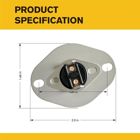 Primary High Limit Switch Replacement for Furnaces 150 Degree and 110 Degree with product dimensions
