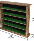Rustic Wood Golf Ball Display Cabinet Wall Rack 5 Tier Shelf No Door Holder with dimensions for collectible balls