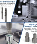 55 Piece Screw Extractor Set For Stripped Screws And Broken Bolts with Multi Spline and Spiral Extractors in use and display