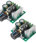 Two Hardcore No Nonsense PWM DC Motor Speed Controller Switches for 12V to 40V with adjustable knobs and heat sinks.