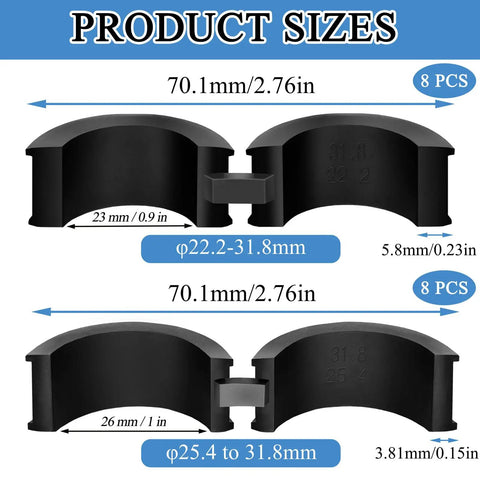 16 Pcs Bicycle Handlebar Spacers Rubber Gaskets Fits 22.2-31.8 Mm And 25.4-31.8 Mm Bike Handlebar Extender size details