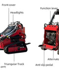 Beast Mode Skid Steer Loader With Reinforced Frame Built For Mining, Quarry Ops And Big Construction Jobs, front and back view
