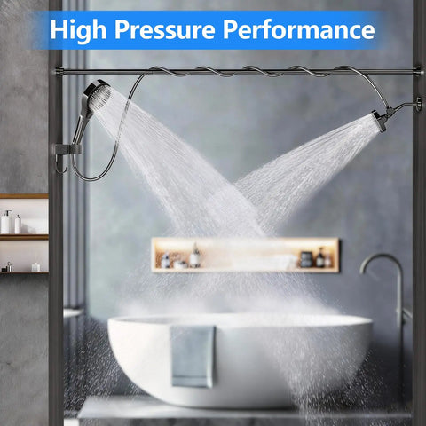 Total Win Dual Shower Head With Retractable Hand Sprayer For Couples And Shared Bathrooms Matte Black Finish Double Shower Rig Dropping Heavy Water Pressure