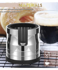 Heavy Duty Stainless Steel Espresso Tamping Station And 58mm Portafilter Holder With Adjustable Screw for stable espresso preparation.