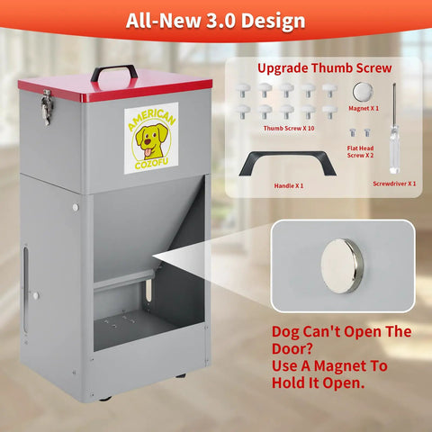 Tough As Nails Rolling Dog Feeder With Locking Casters, 25 Pound Heavy Duty Galvanized Steel Gravity Food Dispenser design view