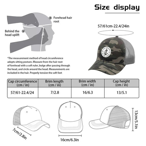 No Crying On The Yacht Women's Breathable Outdoor Trucker Hat With Adjustable Strap Size Guide Diagram