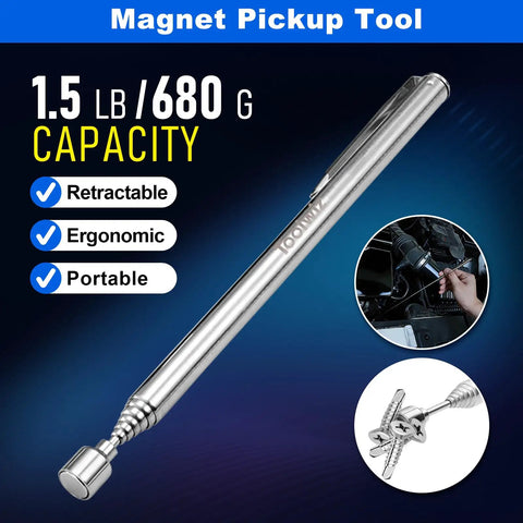 4 In 1 Magnetic Pickup Tool Set With Extendable Grabber And Flexible Claw 8 Lb Heavy Duty Magnet Bendable Spring Magnet Stick For Car Repair Garage Workshop And Home Use