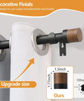Heavy Duty 1 Inch Adjustable Curtain Rod With Imitation Wood Grain Finials, Extends From 32 To 84 Inches, close-up detail view