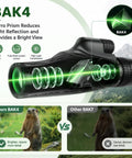 80x100 High Power Monocular With Smartphone Adapter For Adults Crystal Clear Bird Watching Scope Travel Camping Hiking Adjustable Zoom Lightweight Portable Long Range View For Nature Lovers And Outdoor Enthusiasts BAK4 prism cutaway