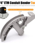 Aluminum Die Cast Conduit Bender Tool for Three Quarters Inch EMT and One Half Inch Rigid Pipe Pro Grade with Built In Level Gauge