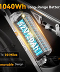 Powerful 2500W Peak Electric Fat Tire Bike For Adults with 52V 20Ah battery detail showing removable design