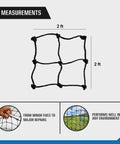 2x2 ft Batting Cage Net Patch Up Kit for Baseball and Softball; Quick Hole Fix with HDPE material, black color, on-field repair