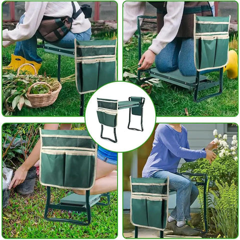 Versatile Garden Kneeler And Seat With Soft Kneeling Pad And Tool Pouches For Easy And Comfortable Kneeling Or Sitting While Gardening