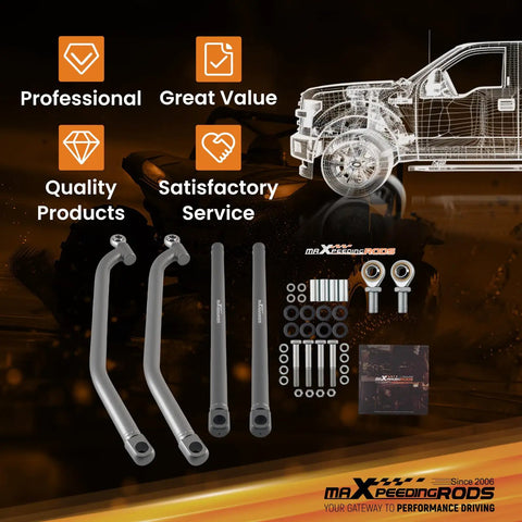 Polaris RZR XP 4 1000 EPS Turbo Rear Radius Bars Upgrade For 14 17 High Clearance Beefed Up Off Road Suspension Easy Install Fits 10mm Bolts Durable Rear Linkage Support For Rough Trails, gray rear bars and hardware kit