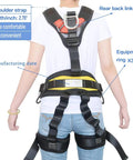Rear view of Climbing Safety Belt For Outdoor Tree Climbing, Adjustable Quick-Dry Nylon Harness With Sturdy D-Rings, High-Tension Stitching