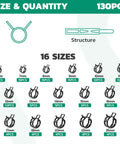 All In One Spring Hose Clamps Kit Featuring Sixteen Sizes From 6mm To 25mm With 130 Pieces And Storage Box details