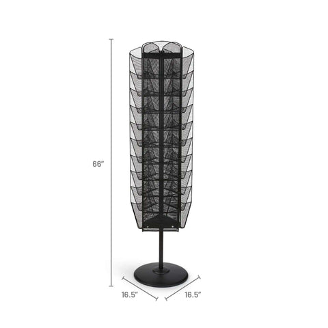 Onyx Rotating Mesh Magazine Holder With 30 Pockets Display Rack For Journals And Catalogs 360 Degree Spin Brochure Organizer