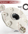 MBF618448 Washer Rotor Hub Bulletproof Build And Hassle Free Swap Replacement For LG And Kenmore Washing Machines PBT GF30 material close-up with metal shaft entrance.