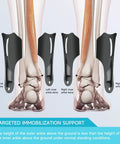 Diagram showing Right Ankle Brace for Women and Men with spring steel supports aiding ankles, black, Size M.