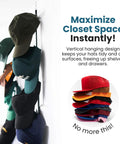 Over The Door Cap Rack Organizer 2 Pack Holds Up To 16 Hats displayed with hats on hooks, tool-free installation, space-saving design