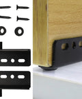 Pair Of Heavy Duty Iron Hinges With Bushings And Protective Plastic Caps Perfect For Wooden Doors Kitchen Cabinets And Furniture showing screws and washers.