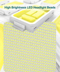JUDYSSY 150W Solar Street Lights Outdoor with 600 Led Bright Lamp, Solar Flood Light with Remote Control, close-up of LED headlight beads.