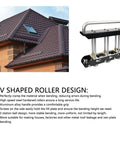 Three-Station Roller Bender for sheet metal 0.3-1.0 mm, shown with V shaped roller design and roofing application.