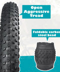 Beefy 20x3 Fat Bike Tire For E-Bikes And Mountain Snow Riding, aggressive tread, foldable carbon steel bead construction.
