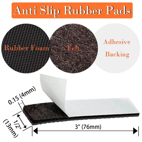 Non Slip Furniture Pads 30 Pack Brown Self Adhesive Rubber Floor Protectors material layers and dimensions