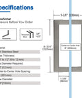 Specifications for 8 Inch Brushed Nickel Square Shower Door Handle Back To Back Replacement For Frameless Glass Doors 304 Stainless Steel