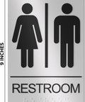 Unisex Restroom Sign For Business With ADA Braille, 9x6 Inch Self Adhesive Door Or Wall Sign, Meets Accessibility Standards For Offices, Restaurants And Shops, Clear Durable Easy Mount