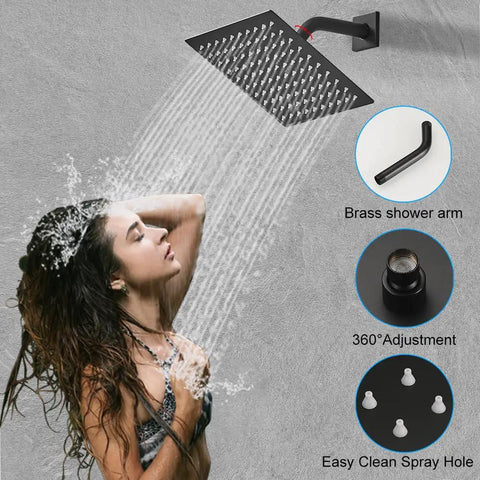 Level Up Your Daily Wash With This Matte Black Shower System Featuring An 8 Inch High Pressure Rain Head And Handheld Wall Mount Faucet Set With Rough In Valve Trim For A Smooth Install That Hits Different