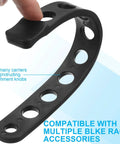 Must Have Six Piece Black Rubber Strap Set for Bike Rack Replacement shown with a finger pressing on the strap