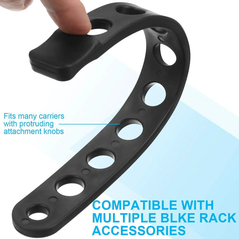 Must Have Six Piece Black Rubber Strap Set for Bike Rack Replacement shown with a finger pressing on the strap